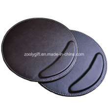 Круглый коврик для мыши с подставкой для запястий Custom Персонализированные черные / коричневые Кожа PU Коврики для мыши оптом